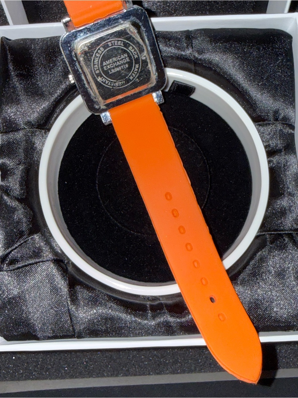 Casual Rubber Square Face Armani Orange Unisex Watch with Crystals - Picture 9 of 9
